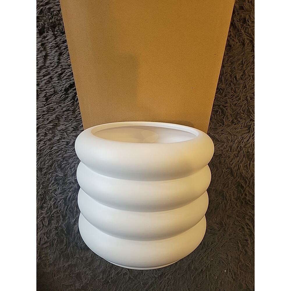 13067 Large Bubble Ceramic Planter, White 7-3/4"D x 6.50"H Plugged Bottom Drain